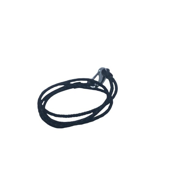 Braided Black Leather Bracelet With Steel Claw Clasp Mens 7.5 Inch Wristband - Picture 6 of 6